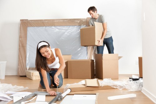Removal van and moving boxes for a local Edgware home move