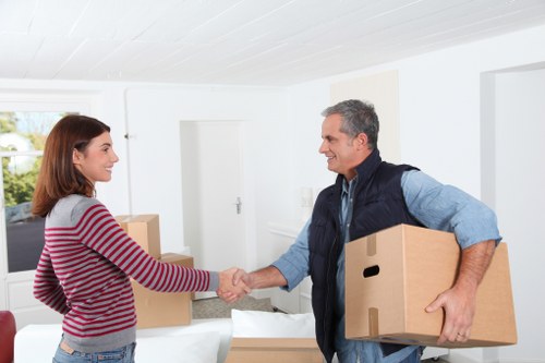 Packed household items and furniture prepared for storage in Edgware