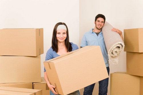 Office relocation service in Edgware with moving boxes and equipment